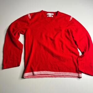 Comme des Garçons SHIRT Red Wool V-Neck Sweater Men’s L Made in Italy